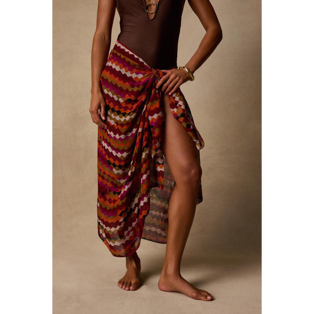 Lulus Balini Red Multi Print Swim Cover-up Sarong - Size One Size